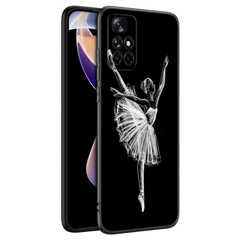 Ballet Girl Black Silicone Phone Case For Xiaomi Redmi Note 10 11 11S 12 13 4G 8 9 11T Pro 5G Plus 8T 9S 10S 12S