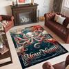 Mermaid Theme Crystal Velvet Floor Rug Personalized Custom Name Text Warm Carpet Home Decoration