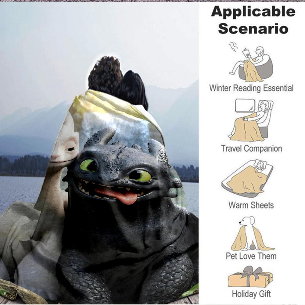 1Pc Dragon Companions Blanket Soft And Comfortable Casual Warm Camping Travel Christmas Halloween Xmas Gift M924651