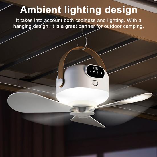 Потолочный вентилятор с подсветкой и пультом управления, 3 скорости, сильный воздушный поток, низкий уровень шума, перезаряжаемый, портативный вентилятор для палатки, подвесной потолочный вентилятор