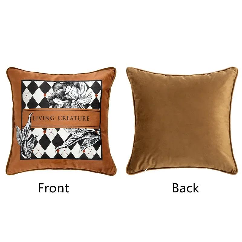 Наволочка для подушки с цветочным рисунком, квадратная, бархатная, наволочка для подушки в стиле ретро, наволочка на молнии для дивана, кушетки, спальни, дома, черно-белая