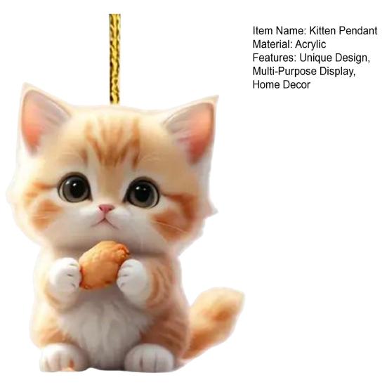 Подвеска в виде кота на зеркало заднего вида автомобиля, акриловый котенок, украшение для салона автомобиля на Рождество