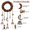 3 Pcs Witch Bell for Door Knob for Protection Decorative Witchcraft Hanging Bell Wind Chime with Handmade Rattan Wreath