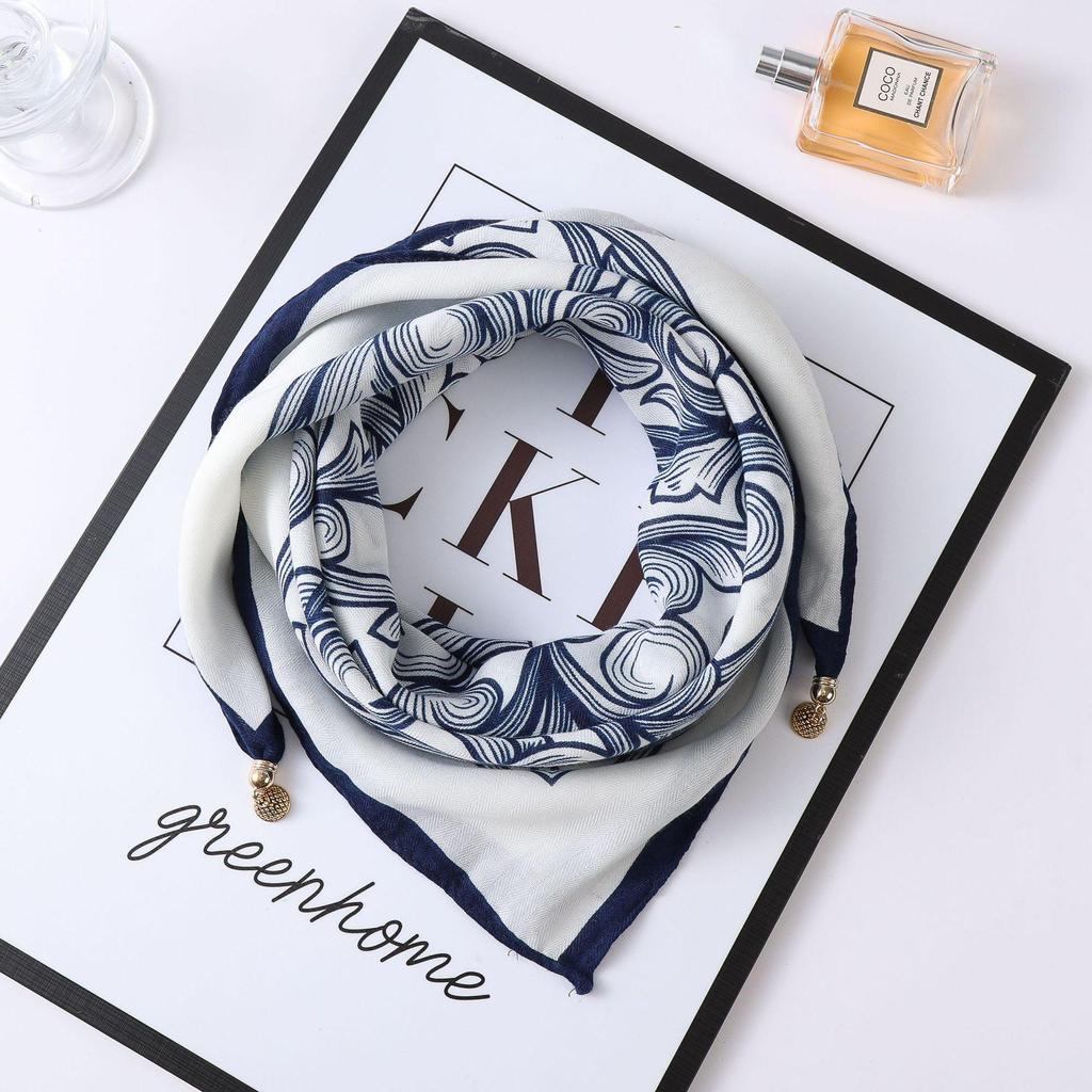 Осенне-зимний шелковый шарф в западном стиле с корейским акцентом в виде магнитного золотого шарика