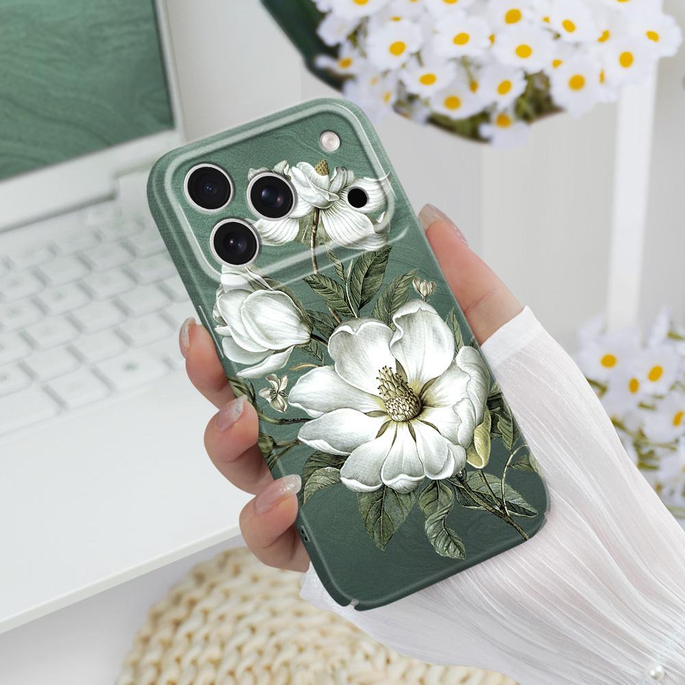 Роскошный чехол для телефона с магнолиями для iPhone 17 Air 16 16E 15 14 Plus Pro Max Пленка Жесткая Крышка