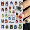 1 лист Y2K выгравированные летние маникюрные наклейки на ногти насекомые божья коровка цветок 5D самоклеящиеся украшения для ногтей