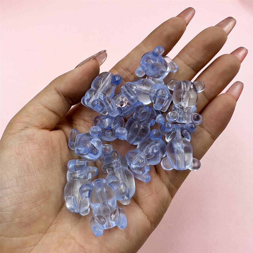 25pcs 17*22mm Fashion Acrylic Clear Crystal Bear Beads Necklace Bracelet Jewelry Material Key Chain Accessories