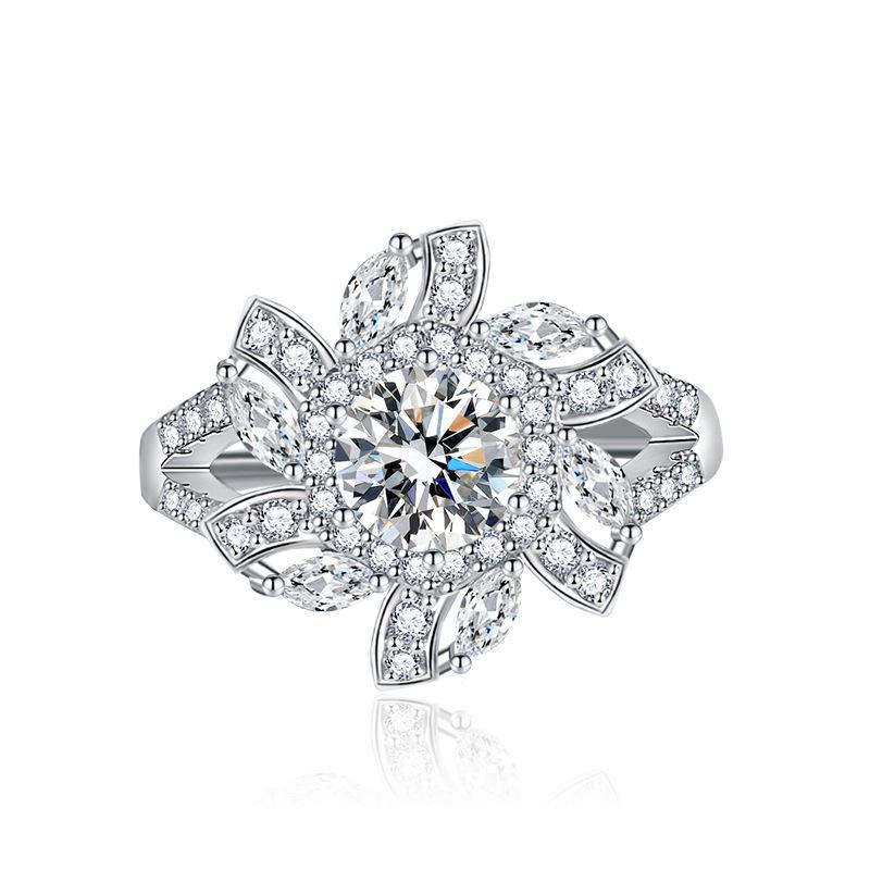 BELLA BOX Classic Flower Opening Resizable Rings For Women Zircon Engagement Party Fine Jewelry Gift