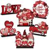 Love Car And Roses, Valentine's Day Decoration 6-piece Set, Valentine's Day Table Decoration Wooden Crafts