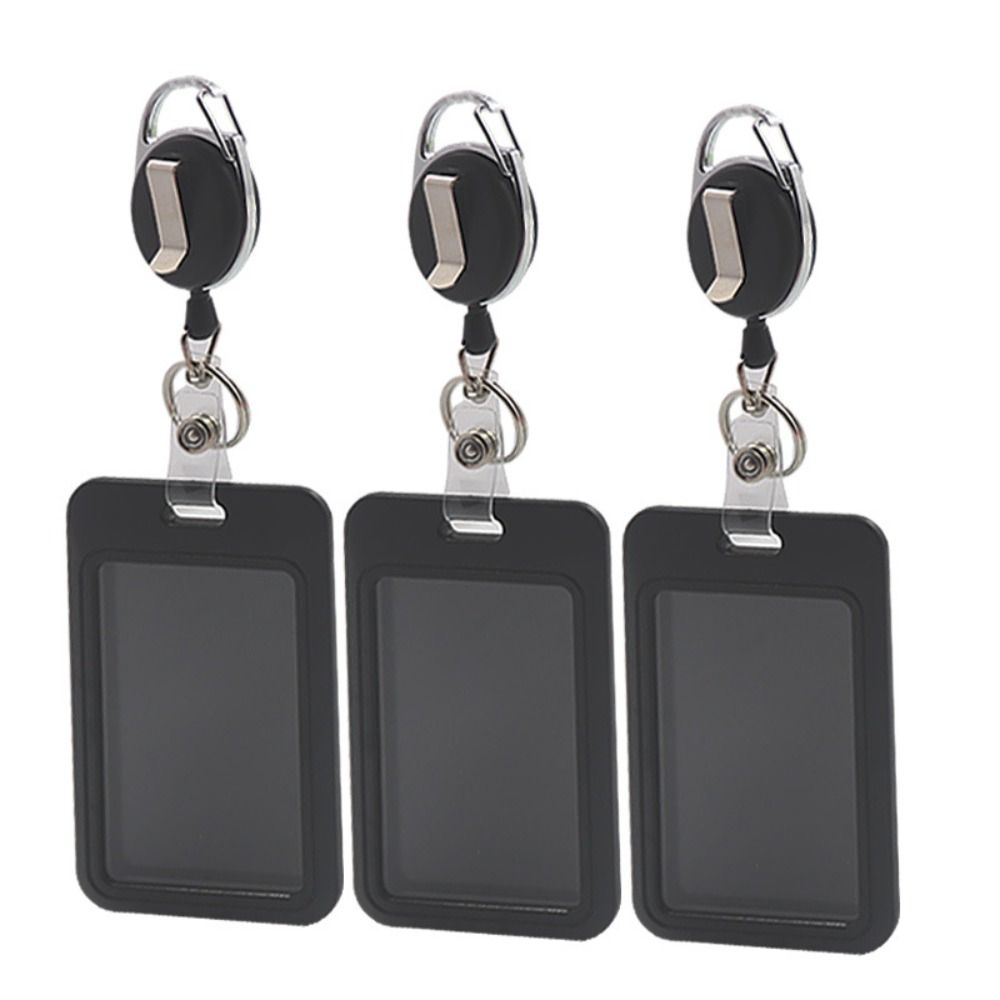 Rope Retractable Work Permit Card Set Hard Shell Protective Carabiner Reel Clip Student Card Protector Keychain Attachment