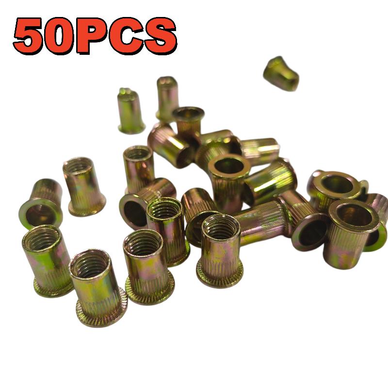 Rivet Nuts Set 50Pcs M3 to M8 High Strength Carbon Steel Blind Nuts for Auto Body Repair Home Improvement Projects