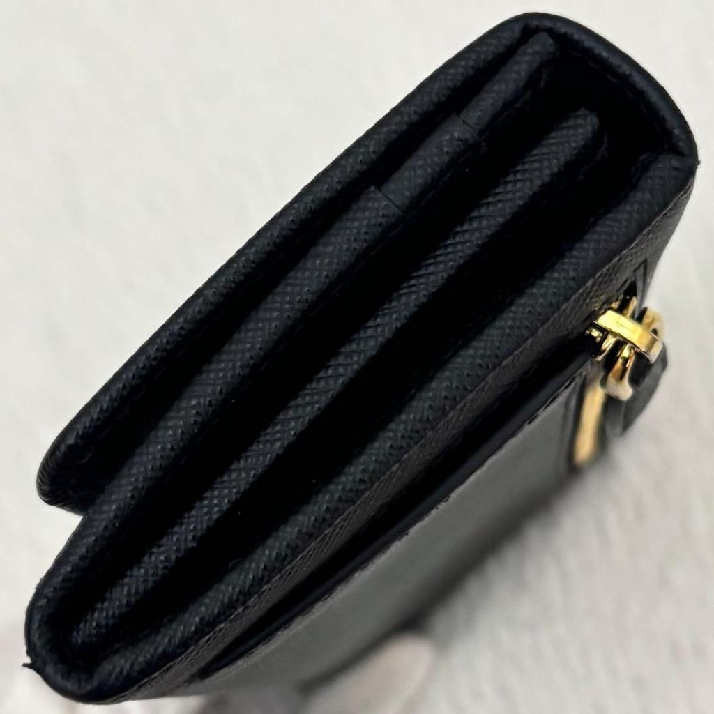 Used Excellent condition RFID built-in PRADA Saffiano long wallet with pass case, black