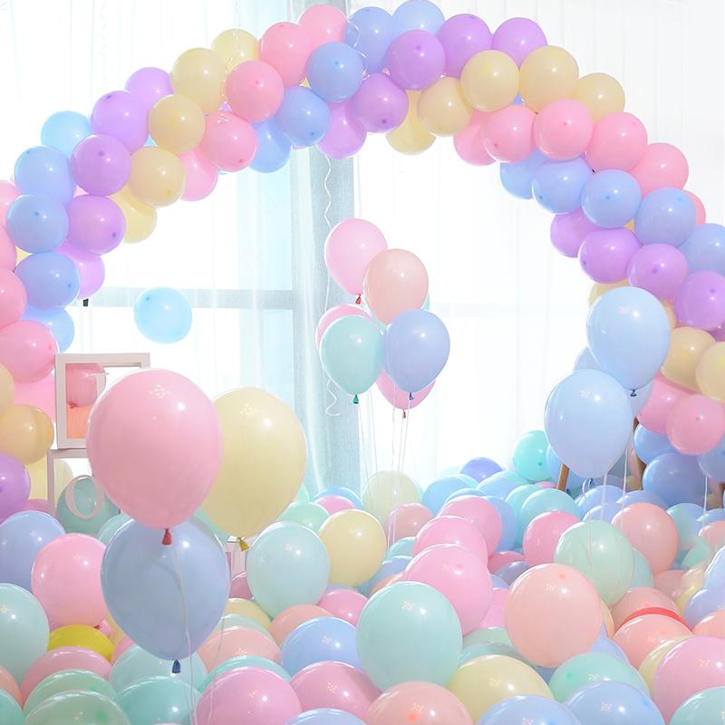 Jidukongjian Macaron Balloon Birthday Scene Decoration, Proposal Confession Decorations, Party Atmosphere, Wedding Room Setup, 50 Pieces + Pump