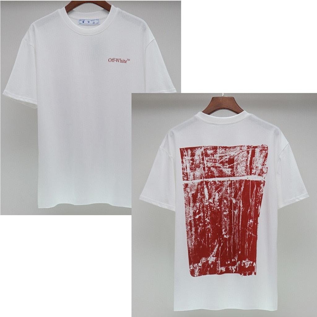 2061 Off-White Summer Men's and Women's Pure Cotton Print Oversized T-shirt Street Wear