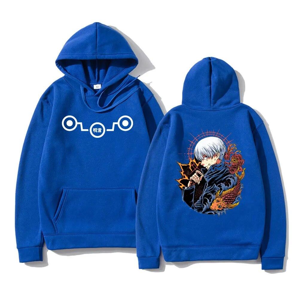 Anime Jujutsu Kaisen Double Sided Print Hoodie Unisex Women Vintage Oversized Loose Hoodie Tops Unisex Inumaki Toge Hooded Sweatshirt