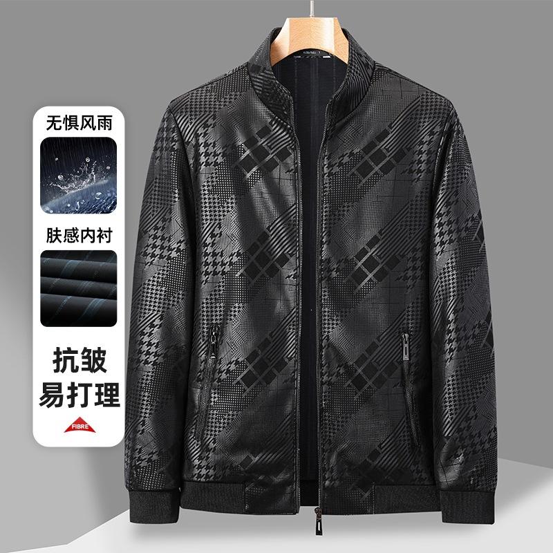New men's leather jacket spring and autumn American d stand-up collar windproof casual leather jacket men