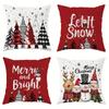 Christmas Decoration Pillowcase Merry Christmas Santa Claus Christmas Tree Pattern Suitable for Home Room Sofa Cushion Cover