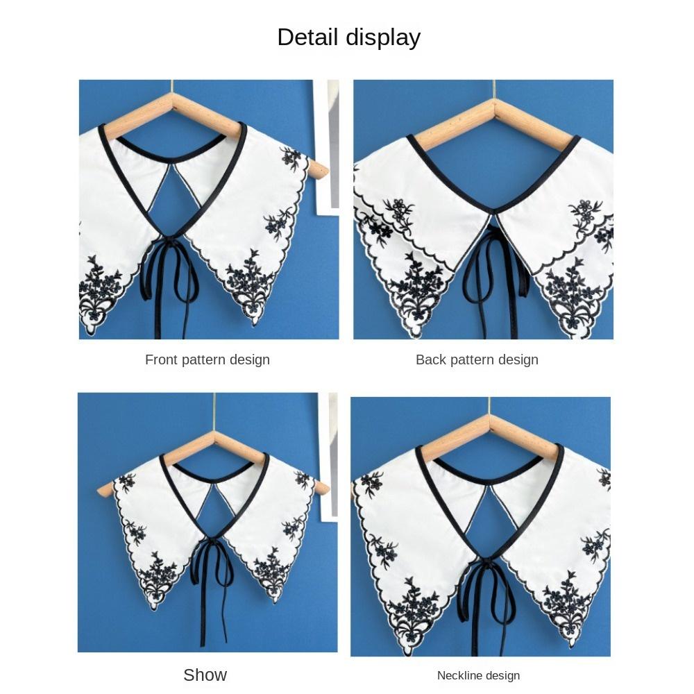 Органза Вышивка Шаль Воротник Кружевная Шаль Съемный Воротник Рубашки Накидка Ложные Накладные Воротники