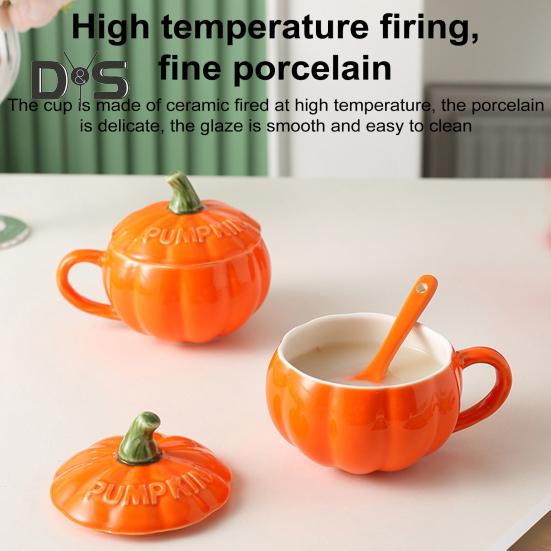 300 мл Тыквенная кружка с крышкой Осенняя кофейная кружка Кружки на День благодарения Тыквенная керамическая кофейная кружка Милые чашки для чая и кофе на день рождения Жены Мамы Девочки Друзья