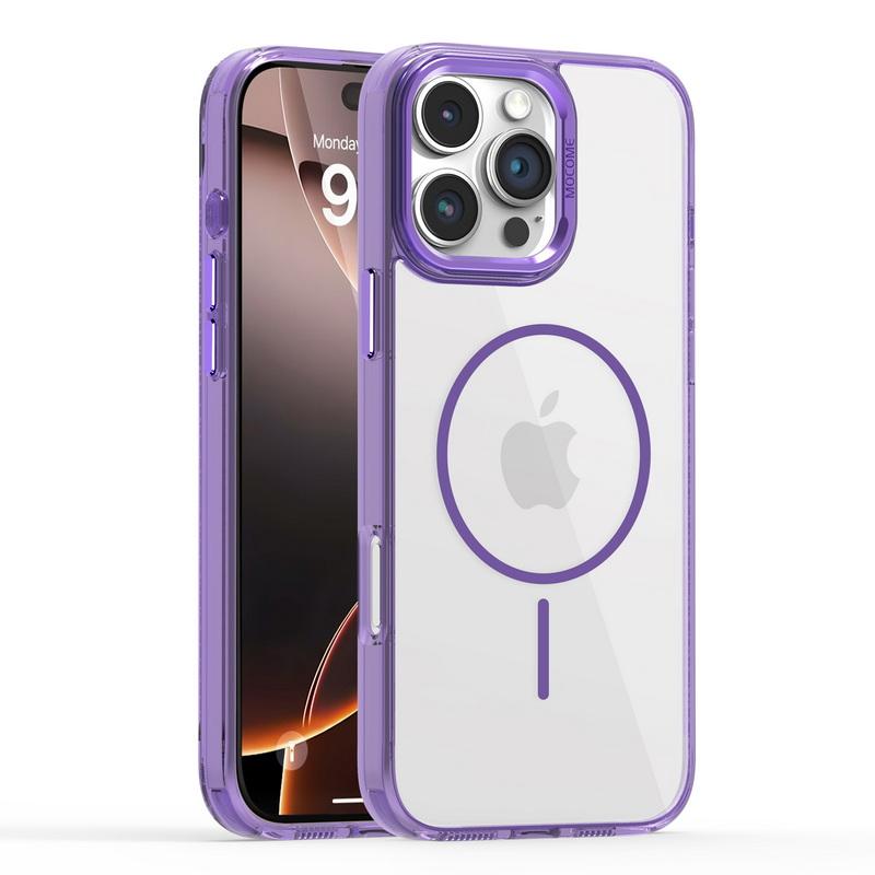 Прозрачный магнитный чехол Magsafe для iPhone 16 Pro Max 15 Pro 14 13 12 11 с металлической оправой линзы, прозрачный противоударный чехол для телефона с мягким краем