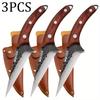 1PC/3PCS Stainless Steel Multipurpose Chef Knife Kitchen Tools Boning Slicing Peeling Filleting Butcher Meat Cleaver Wood Handle