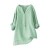 Women Solid Stand Collar Long Sleeve Shirt Casual Loose Blouse Button Down Tops