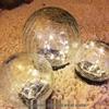 Solar LED Crackle Glass Globe Light for Outdoor Garden & Lawn, Waterproof In-Ground Accent.