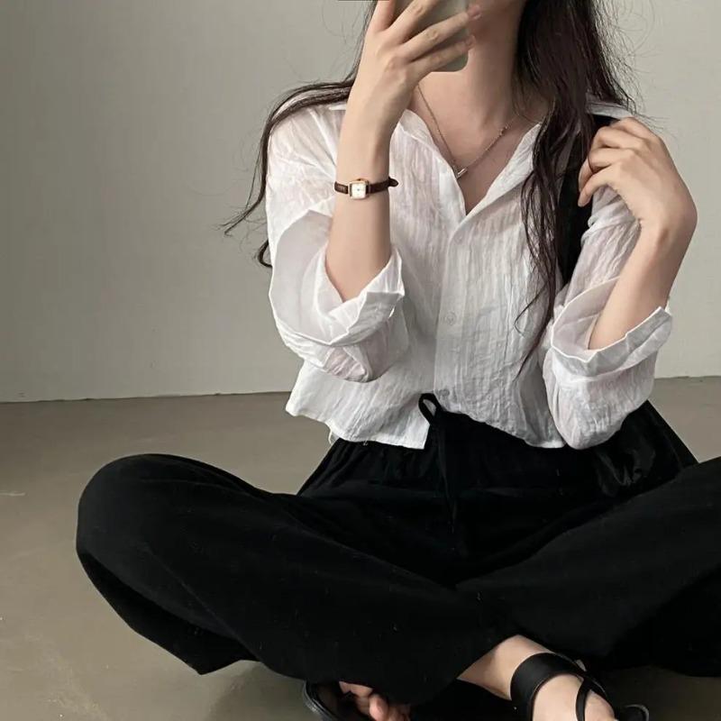 Модная рубашка-блузка, простая тонкая однотонная рубашка с защитой от ультрафиолета, рубашка с защитой от выцветания, топ, женская однотонная рубашка с защитой от солнца, уличная одежда