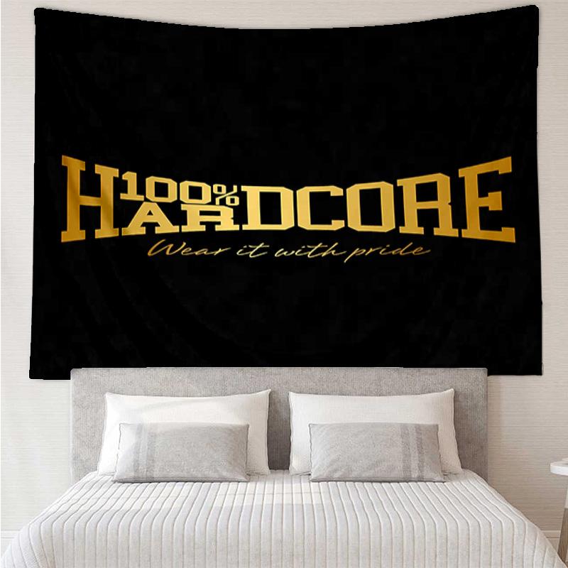 HARDCORE LOGO Tapestry for Bedroom Aesthetic Classroom Tapestries Wall Hanging for Living Room Dorm Office,Ideal Creative Gift