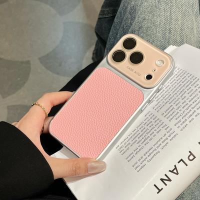 Роскошный чехол из натуральной кожи цвета личи для iPhone 17 16 15 14 Pro Max Матовый ударопрочный гибридный чехол-крышка с защитой камеры