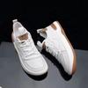 2024 Fashion Sneakers Mens White Shoes Genuine Leather Thick Sole Soft Cow Leather Flat Male Brand Black Footwear