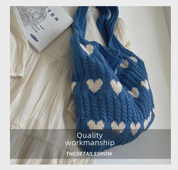 2023 Summer Ladies' Handmade Wool Knit Love Shoulder Bag