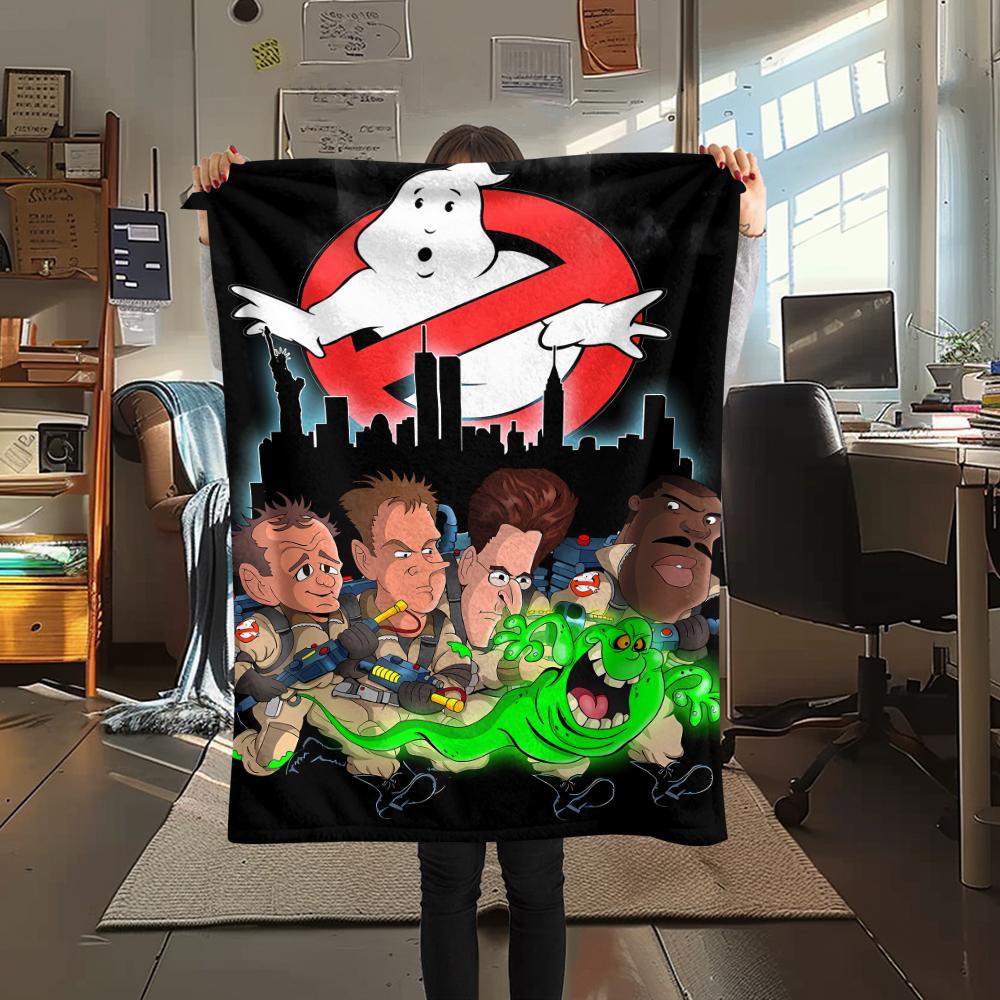1PC Ghostbusters Print Flannel Blanket, High quality All Seasons, Home Decor, Warmth and Comfort, Perfect for Christmas Gifts