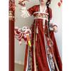 Chinese Tang Dynasty Style Hanfu Gives Women A Chest Length One-piece Skirt  With Velvet Daily Winter Suit