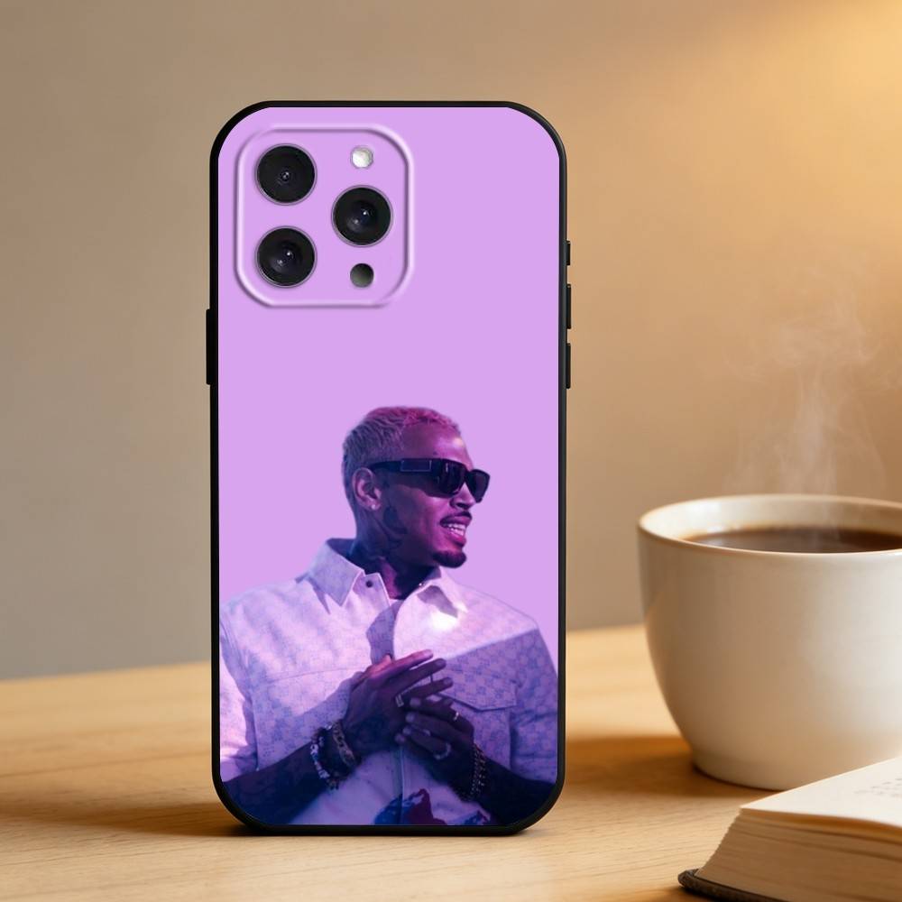 C-Крис Браун A-Американский рэпер Чехол для телефона для iPhone 16,15,14,13,12,17,Pro Max,Plus Силиконовый черный чехол