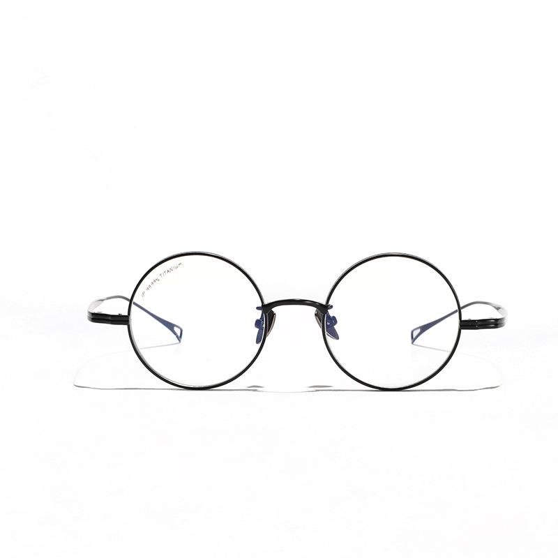 Glasses, Metal Titanium Frame, Glasses Frame, Round Retro Literary Frame, Women'S Plain Mirror, Flat Mirror, Men'S