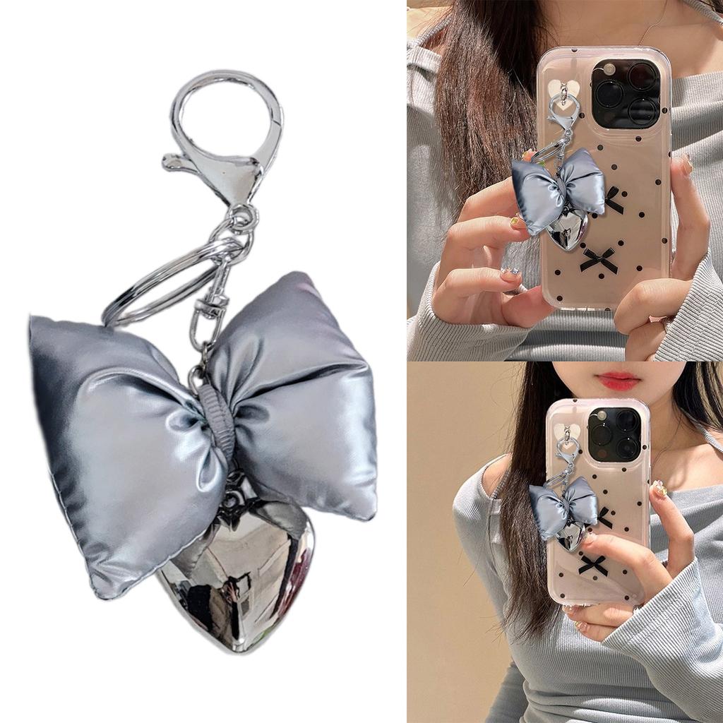 Bow Shape Phone Lanyard Bowknot Heart Pendant Keychain Detachable Phone Charm Keyring Bag Accessory for Women Girls