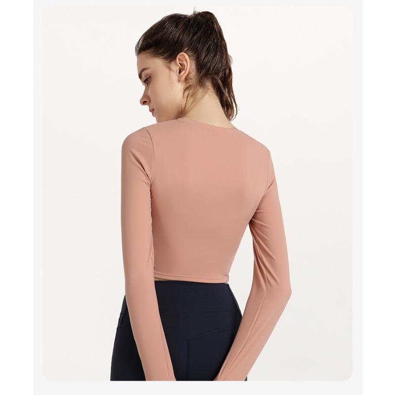 Женский короткий повседневный тонкий топ для йоги с длинным рукавом