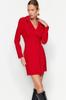 Women's Dress New Season Fashion Red Button Detailed Mini Woven Jacket Dress