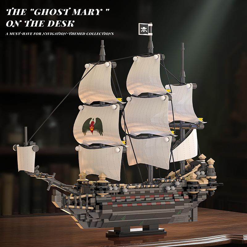 Новый 1000+ шт. Корабль Призрачная Мария Блоки Модель MOC Строительные Игрушки для Детей Детские Праздничные Подарки DIY Кирпичи Наборы Лодок Украшение для Дома