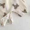 2025 Summer Bear-Themed Korean Hooded Sling Jumpsuit for Infants and Toddlers - Breathable and Lightweight