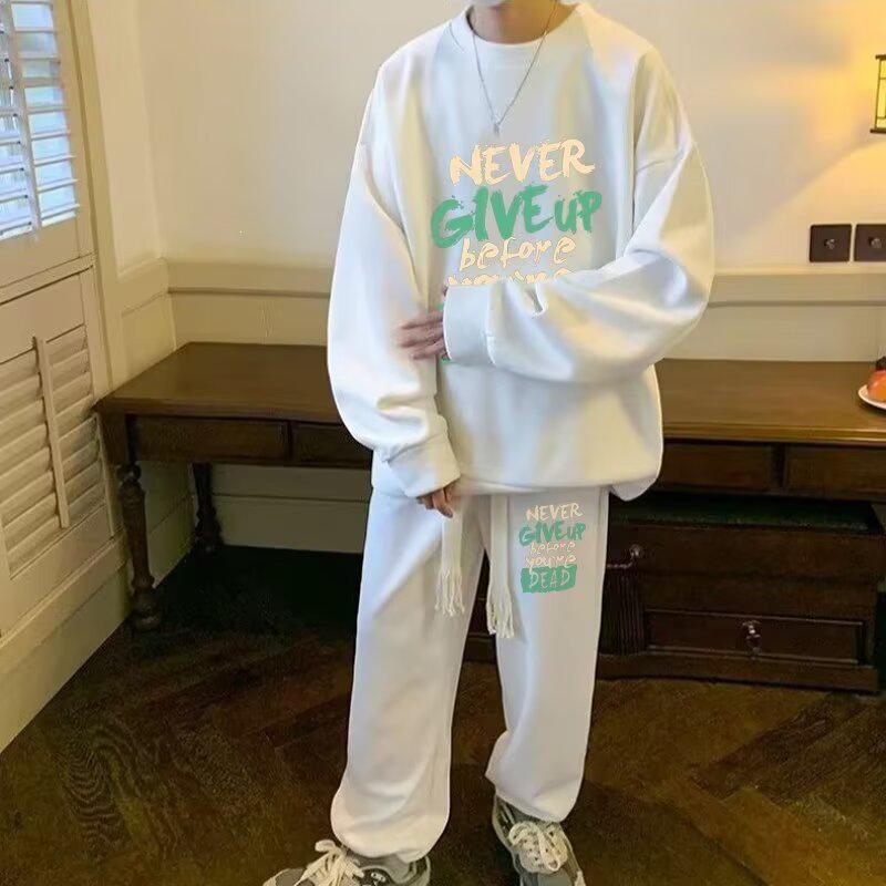 Trendy Harajuku Men’s Sporty Casual Set: Creative Loose Hoodie & Pants