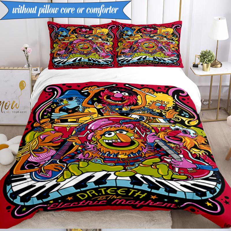 3PCS Muppet Show: Friendship Adventure Bedding Set 2D Printing (Includes 1 Duvet Cover + 2 Pillowcases Coreless), Bedroom decor,Fan gift