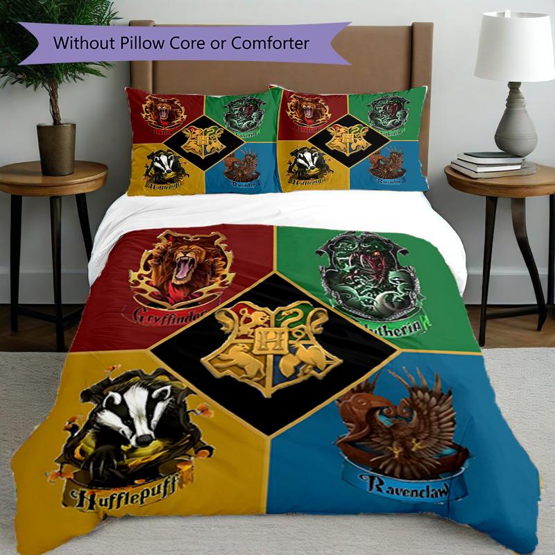 3pcs Duvet Cover Set (1*Duvet Cover + 2*Pillowcase, Without Core),Harry Potter Print Bedding Set, Bedroom Decor, All‑Season, Birthday Gift
