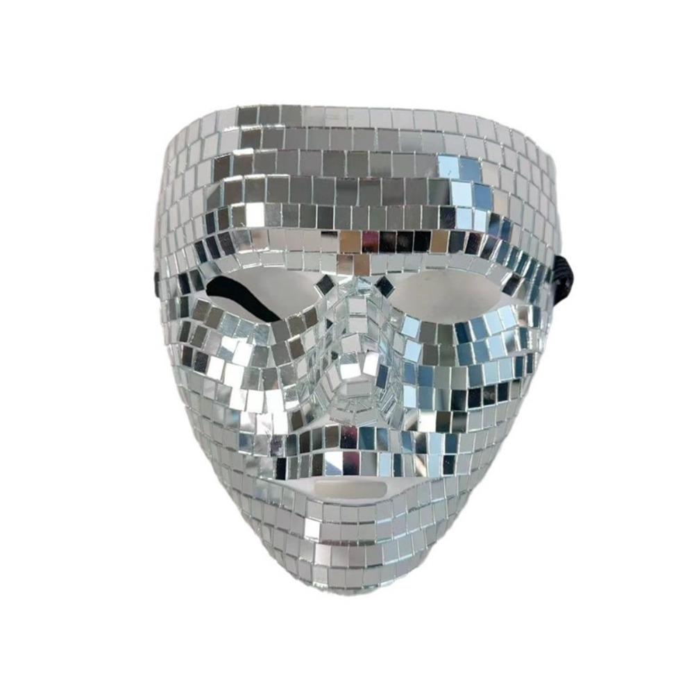 Masquerade Night Club Mask Full Face Home DJ Decor Fancy Ball Glitter Mirror Face Mask Costume