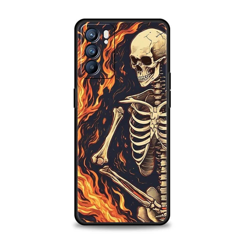 Skeleton Skull Phone Case For Oppo Reno 13 12 11 10 7 F Find X5 X6 A98 A80 A79 A78 A57 A54 A31 A17 Pro 5G Soft TPU Cover Fundas