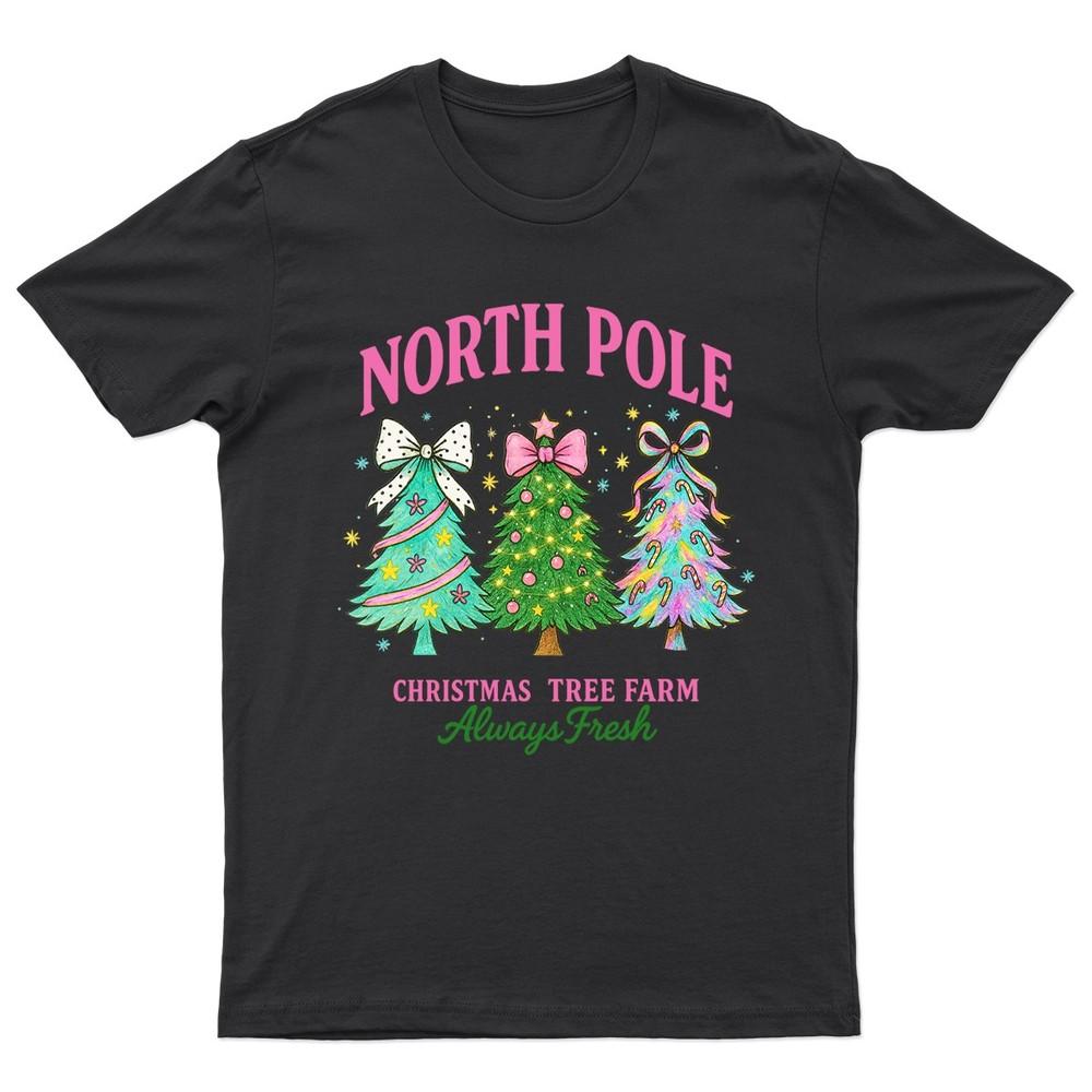 North Pole Christmas Tree TShirt Unisex Gift Retro Seasonal Funny Xmas Santa
