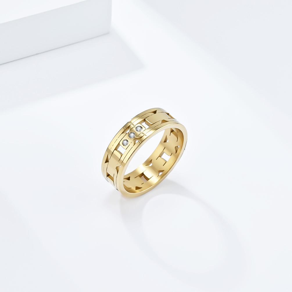 Серебряное простое кольцо для пары, модное полое дизайнерское кольцо из титановой стали для мужчин и женщин, инкрустированное цирконием, свадебные украшения, аксессуары