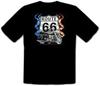 Кастомный мотоцикл Route 66 Rockabilly Harley Chopper Черная футболка -341-