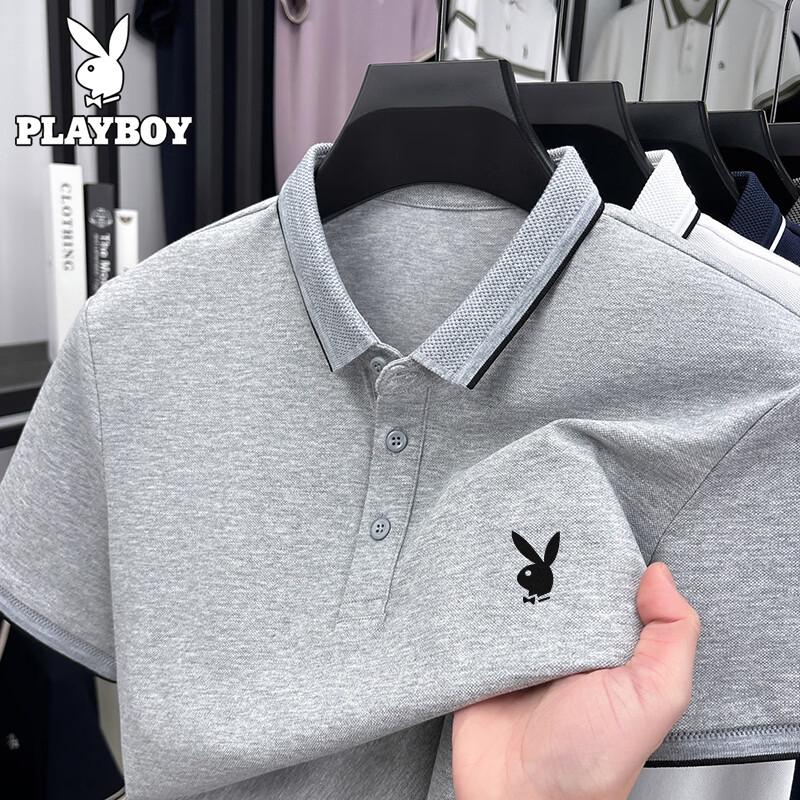 PLAYBOY Мужская повседневная однотонная рубашка-поло